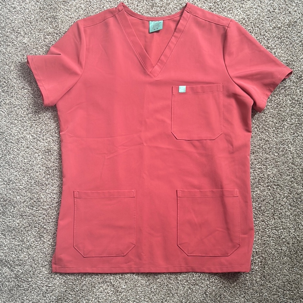 Red V-Neck Scrub Set